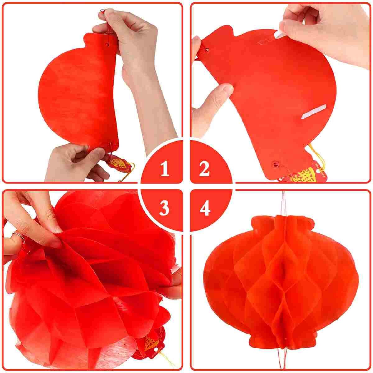 Auihiay Chinese New Year Decorations 2025, Lunar New Year Couplets Chunlian Set, Spring Festival Party Decor with Fu Character and Red Lanterns for Spring Festival Decorations