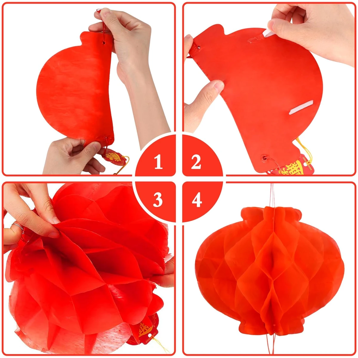 Auihiay Chinese New Year Decorations 2025, Lunar New Year Couplets Chunlian Set, Spring Festival Party Decor with Fu Character and Red Lanterns for Spring Festival Decorations