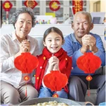 Auihiay Chinese New Year Decorations 2025, Lunar New Year Couplets Chunlian Set, Spring Festival Party Decor with Fu Character and Red Lanterns for Spring Festival Decorations