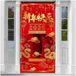 Avezano Chinese New Year Decorations 2025 Chinese New Year Banner Lunar New Year Decorations 2025 Year of the Snake Door Cover Decorations