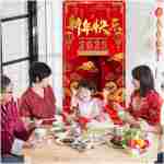 Avezano Chinese New Year Decorations 2025 Chinese New Year Banner Lunar New Year Decorations 2025 Year of the Snake Door Cover Decorations