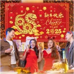 Chinese New Year Banner Backdrop Decorations 2025, Lunar New Year Backdrop Decorations 2025, Snake Chinese New Year Banner for Spring Festival Decorations 2025