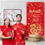 Chinese New Year Decoration 2025 Happy New Year Door Cover of The Snake 2025 Hanging Door Banner for Chinese New Year Door Decoration, New Year Eve Party Supplies