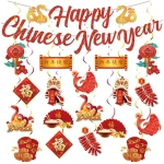 Chinese New Year Decorations 2025, 19Pcs Lunar New Year Decorations Spring Festival Hanging Swirls,Chinese Snake Decorations Red Ceiling Hanging Supplies for Chinese New Year...