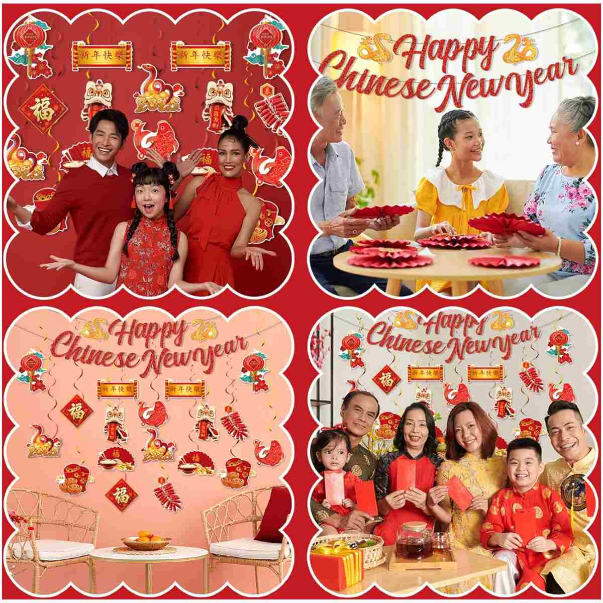 Chinese New Year Decorations 2025, 19Pcs Lunar New Year Decorations Spring Festival Hanging Swirls,Chinese Snake Decorations Red Ceiling Hanging Supplies for Chinese New Year...