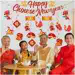 Chinese New Year Decorations 2025, 19Pcs Lunar New Year Decorations Spring Festival Hanging Swirls,Chinese Snake Decorations Red Ceiling Hanging Supplies for Chinese New Year...