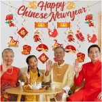 Chinese New Year Decorations 2025, 19Pcs Lunar New Year Decorations Spring Festival Hanging Swirls,Chinese Snake Decorations Red Ceiling Hanging Supplies for Chinese New Year...