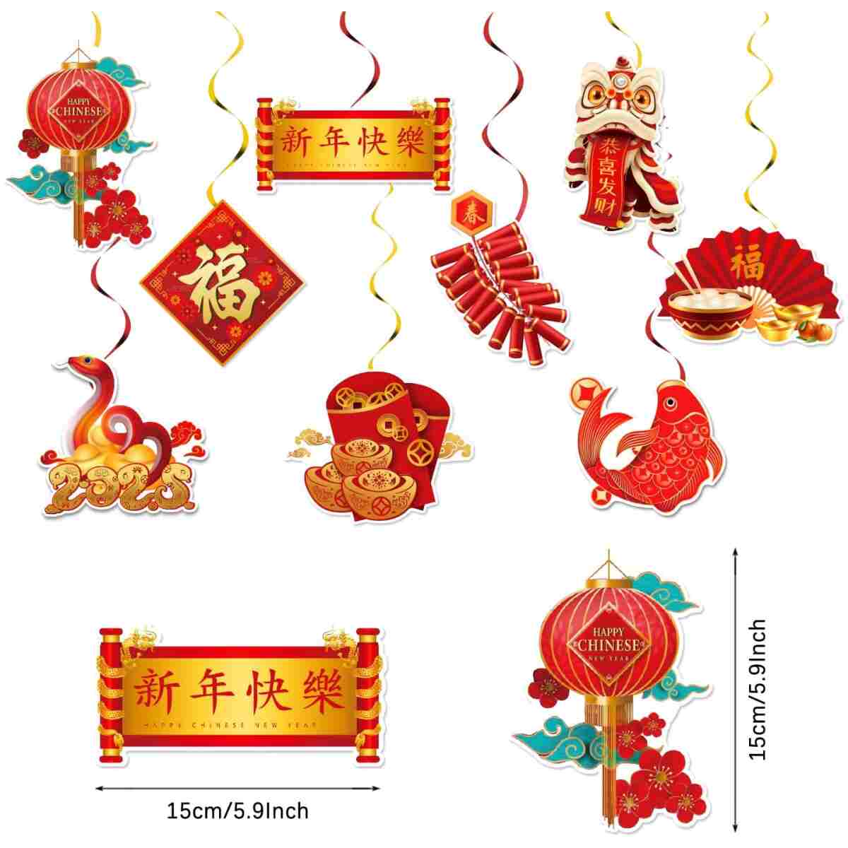 Chinese New Year Decorations 2025, 19Pcs Lunar New Year Decorations Spring Festival Hanging Swirls,Chinese Snake Decorations Red Ceiling Hanging Supplies for Chinese New Year...