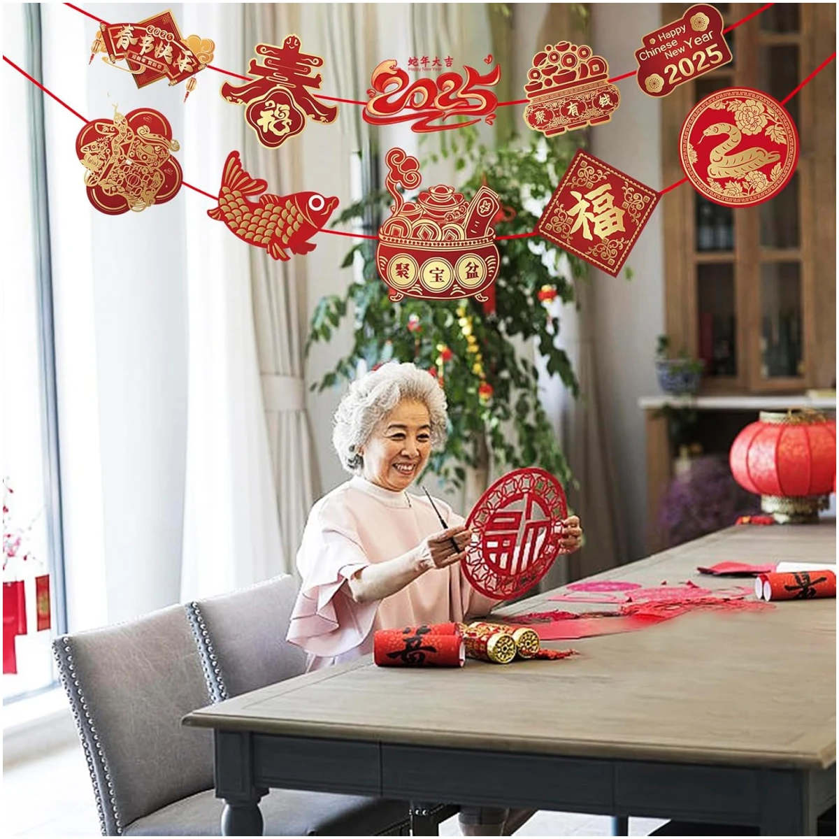 Chinese New Year Decorations 2025 Chinese New Year Snake Banner Decorations Chinese New Year Door Decor Red Gold Chinese New Years Banner Year of the Snake Lunar New Year...