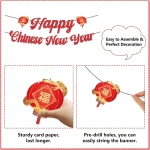 Chinese New Year Decorations 2025, Happy Chinese New Year Banner, Lunar New Year Decorations with Hanging Swirls, The Year of The Snake, Lunar New Year Banners, Spring Festival...