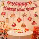 Chinese New Year Decorations 2025, Happy Chinese New Year Banner, Lunar New Year Decorations with Hanging Swirls, The Year of The Snake, Lunar New Year Banners, Spring Festival...