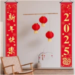 Chinese New Year Decorations 2025, Happy New Year Banner Red Golden Snake Door Hanging Cover Front Porch Sign Banner of Snake 2025 for Kids Countdown Chinese New Years Eve...