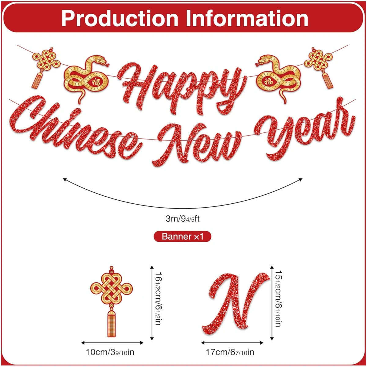 Chinese New Year Decorations 2025,include 1 No Diy Chinese New Year Banner and 16 Pcs Chinese New Year Hanging Decorations,Lunar New Year Decorations 2025 for Lunar Year Spring...