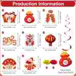 Chinese New Year Decorations 2025,include 1 No Diy Chinese New Year Banner and 16 Pcs Chinese New Year Hanging Decorations,Lunar New Year Decorations 2025 for Lunar Year Spring...