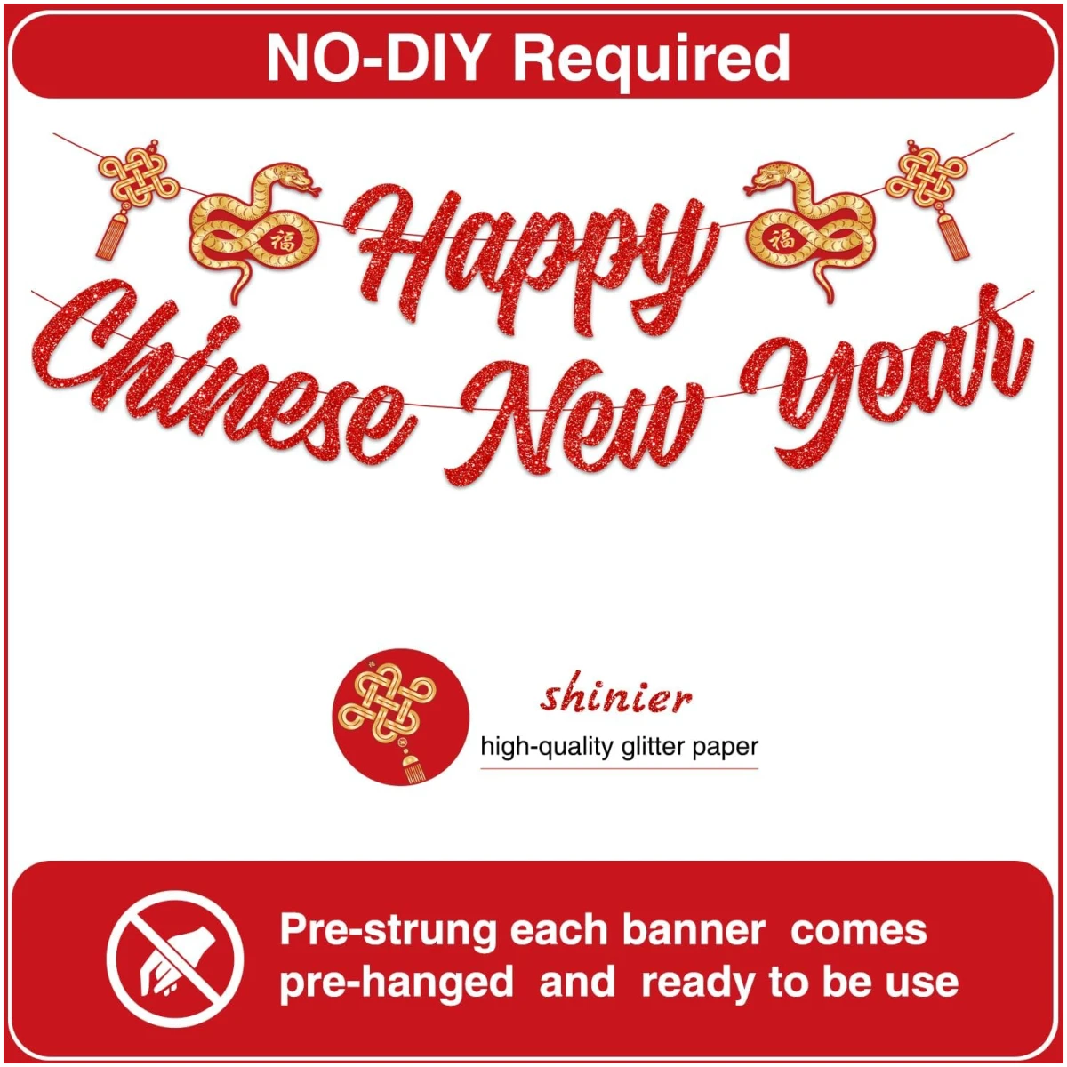 Chinese New Year Decorations 2025,include 1 No Diy Chinese New Year Banner and 16 Pcs Chinese New Year Hanging Decorations,Lunar New Year Decorations 2025 for Lunar Year Spring...