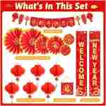 Chinese New Year Decorations 2025, Lunar New Year Decorations, Lunar New Year Banner, Lucky Paper Fans, Lunar New Year Decorations 2025