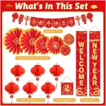 Chinese New Year Decorations 2025, Lunar New Year Decorations, Lunar New Year Banner, Lucky Paper Fans, Lunar New Year Decorations 2025