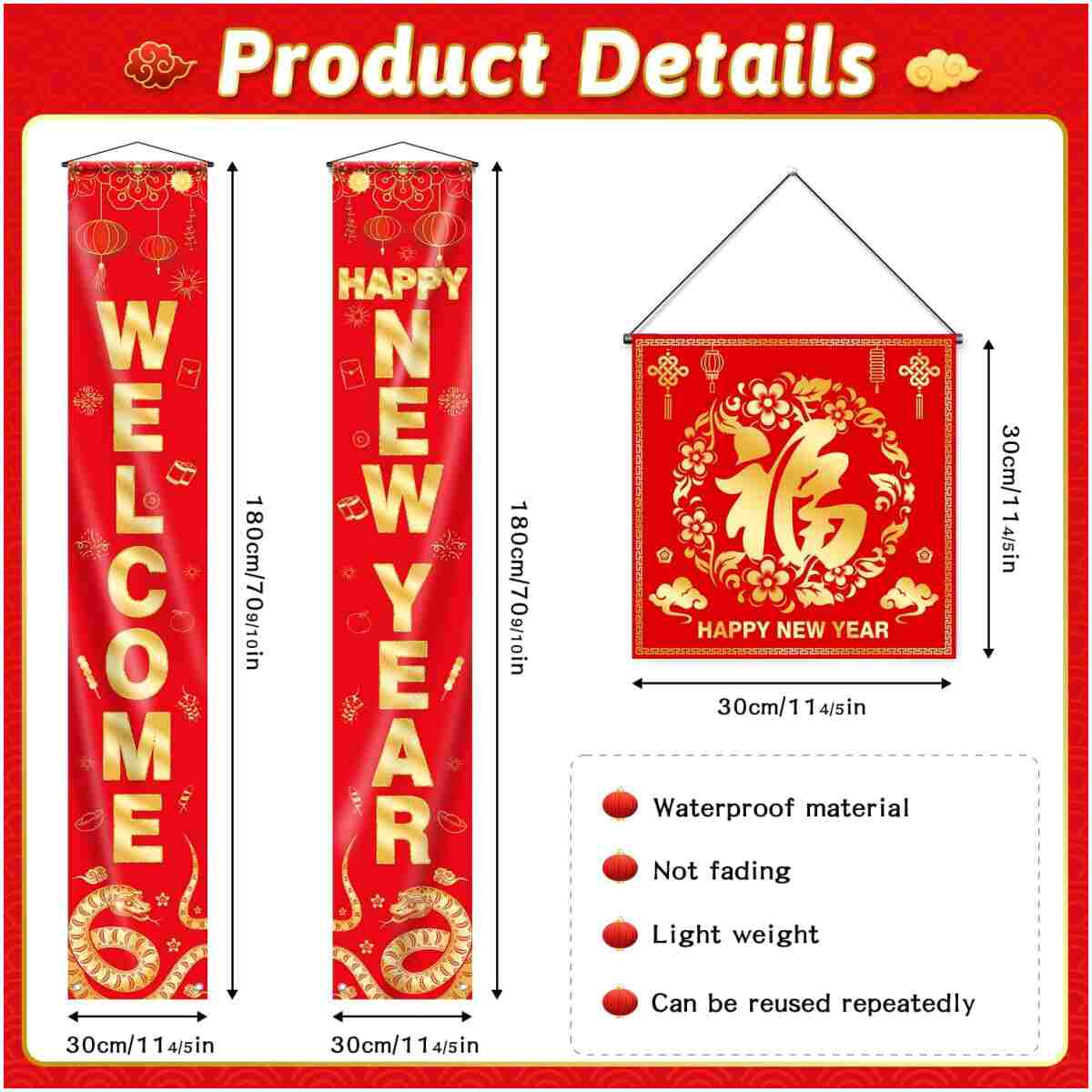 Chinese New Year Decorations 2025, Lunar New Year Decorations, Lunar New Year Banner, Lucky Paper Fans, Lunar New Year Decorations 2025