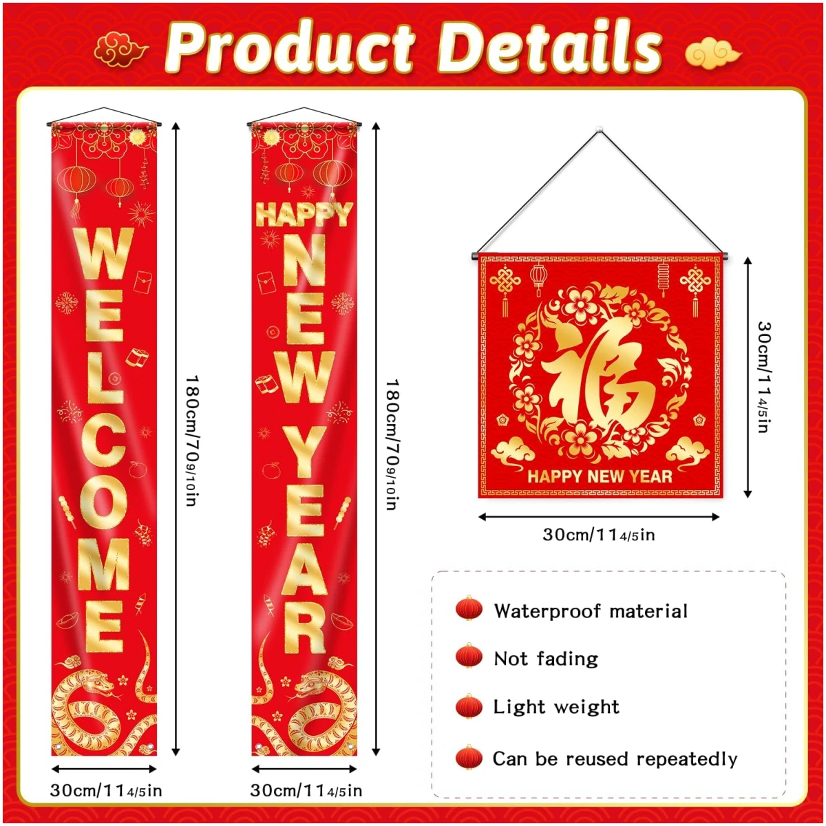 Chinese New Year Decorations 2025, Lunar New Year Decorations, Lunar New Year Banner, Lucky Paper Fans, Lunar New Year Decorations 2025
