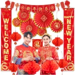 Chinese New Year Decorations 2025, Lunar New Year Decorations, Lunar New Year Banner, Lucky Paper Fans, Lunar New Year Decorations 2025
