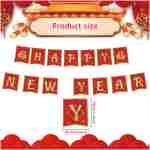Chinese New Year Decorations 2025,Red Gold 16.4Ft Happy Lunar New Year Banner New Year Decorations 2025 Spring Festival Flag Bunting Garland NYE Eve Party Decorations Backdrop...