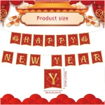 Chinese New Year Decorations 2025,Red Gold 16.4Ft Happy Lunar New Year Banner New Year Decorations 2025 Spring Festival Flag Bunting Garland NYE Eve Party Decorations Backdrop...