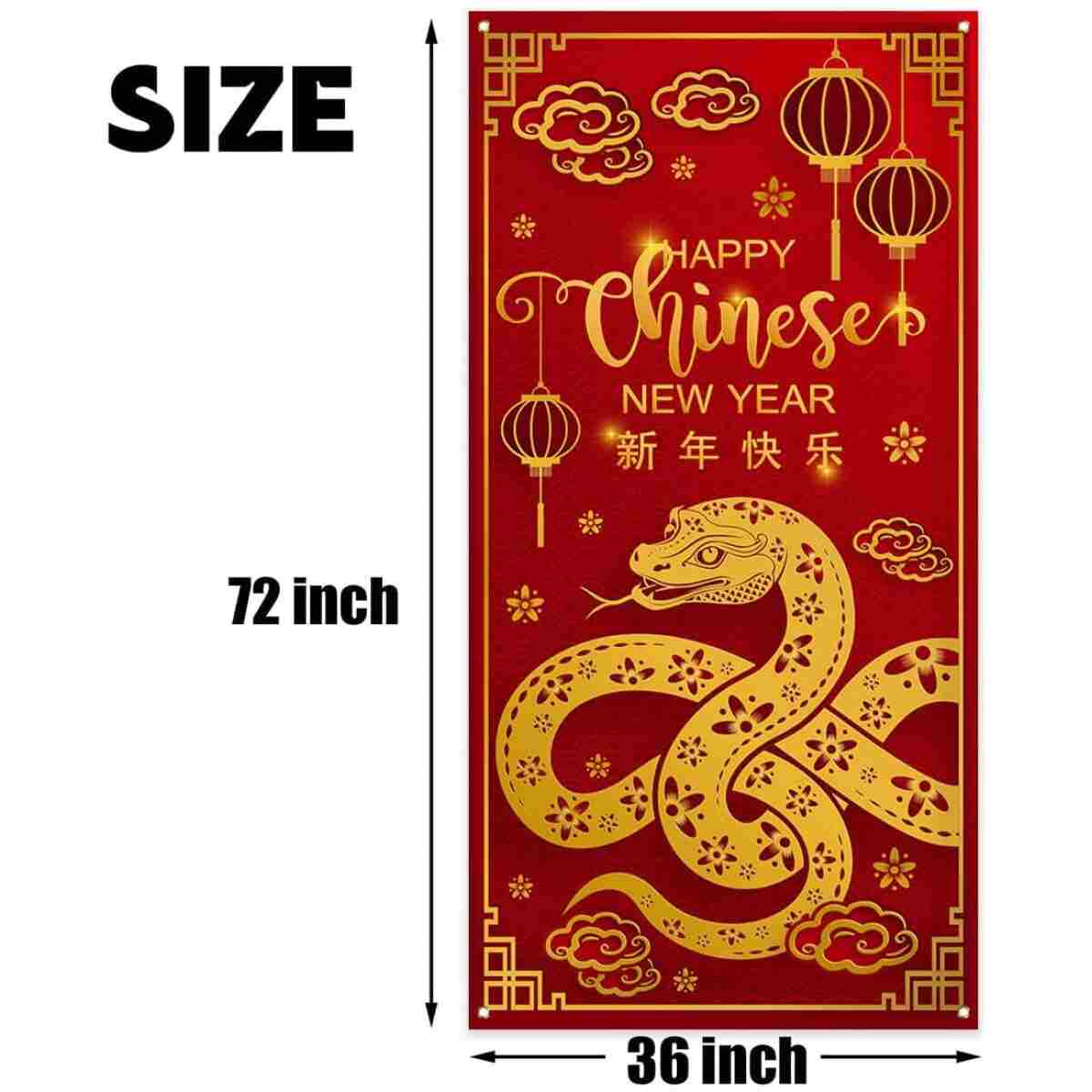 Chinese New Year Door Cover 2025 Year of The Snake Banner China Spring Festival Lunar New Year Decor Chinese New Year Decorations for Home Party