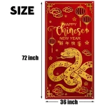Chinese New Year Door Cover 2025 Year of The Snake Banner China Spring Festival Lunar New Year Decor Chinese New Year Decorations for Home Party