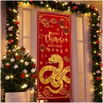 Chinese New Year Door Cover 2025 Year of The Snake Banner China Spring Festival Lunar New Year Decor Chinese New Year Decorations for Home Party