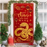 Chinese New Year Door Cover 2025 Year of The Snake Banner China Spring Festival Lunar New Year Decor Chinese New Year Decorations for Home Party
