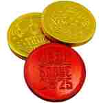 Foiled Again! 2025 Lunar New Year Chocolate Coins - Year of the Snake - Gold and Red Foil - Prosperity and Good Fortune Gift - Pure Belgian Chocolate Red Envelope Fill