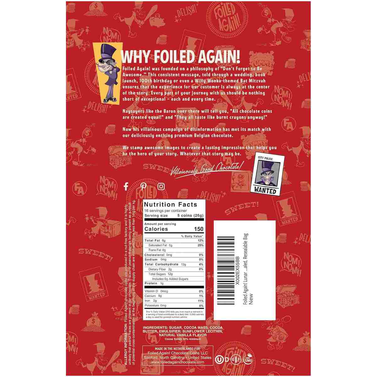 Foiled Again! 2025 Lunar New Year Chocolate Coins - Year of the Snake - Gold and Red Foil - Prosperity and Good Fortune Gift - Pure Belgian Chocolate Red Envelope Fill