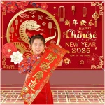 Happy Chinese New Year Banner 2025 Chinese New Year Decorations, Year of The Snake Lunar New Year Decorations, Chinese New Year Backdrop 2025 Chinese Spring Festival Decorations