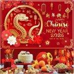 Happy Chinese New Year Banner 2025 Chinese New Year Decorations, Year of The Snake Lunar New Year Decorations, Chinese New Year Backdrop 2025 Chinese Spring Festival Decorations