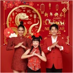 Happy Chinese New Year Banner 2025 Chinese New Year Decorations, Year of The Snake Lunar New Year Decorations, Chinese New Year Backdrop 2025 Chinese Spring Festival Decorations