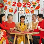Happy Chinese New Year Banner- 3 Pcs 2025 Lunar New Year Banners, 2025 Chinese New Year Party Supplies, Year of The Snake Hanging Wall Decor for New Year Eve Party Photo...