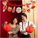 Happy Chinese New Year Banner- 3 Pcs 2025 Lunar New Year Banners, 2025 Chinese New Year Party Supplies, Year of The Snake Hanging Wall Decor for New Year Eve Party Photo...