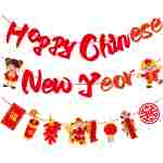 Happy Chinese New Year Banner Year of Dragon Banner Lunar New Year 2025 Decorations Chinese New Year Garland NYE Backdrop For Home Office Party Supplies