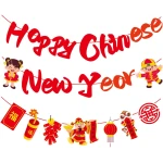 Happy Chinese New Year Banner Year of Dragon Banner Lunar New Year 2025 Decorations Chinese New Year Garland NYE Backdrop For Home Office Party Supplies