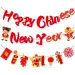 Happy Chinese New Year Banner Year of Dragon Banner Lunar New Year 2025 Decorations Chinese New Year Garland NYE Backdrop For Home Office Party Supplies