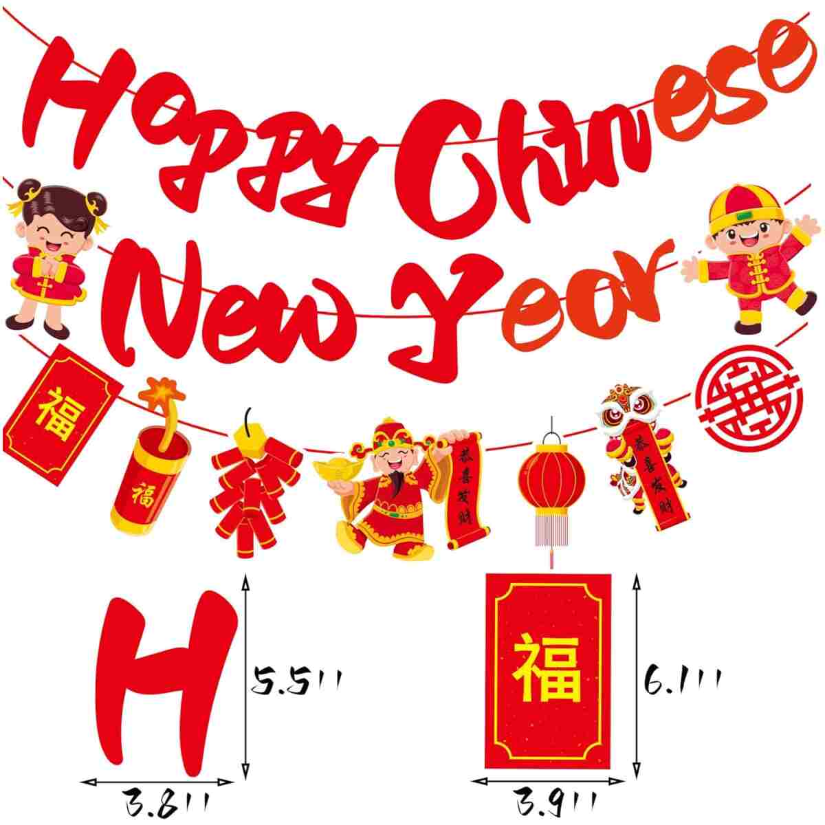 Happy Chinese New Year Banner Year of Dragon Banner Lunar New Year 2025 Decorations Chinese New Year Garland NYE Backdrop For Home Office Party Supplies