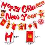 Happy Chinese New Year Banner Year of Dragon Banner Lunar New Year 2025 Decorations Chinese New Year Garland NYE Backdrop For Home Office Party Supplies