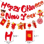 Happy Chinese New Year Banner Year of Dragon Banner Lunar New Year 2025 Decorations Chinese New Year Garland NYE Backdrop For Home Office Party Supplies
