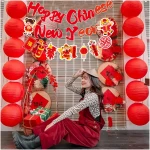 Happy Chinese New Year Banner Year of Dragon Banner Lunar New Year 2025 Decorations Chinese New Year Garland NYE Backdrop For Home Office Party Supplies
