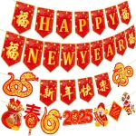 Happy Chinese New Year Banners Spring Festival Party Decorations Lunar New Year Banners Year of the Snake Hanging Decoration for 2025 Chinese New Year Party Supplies