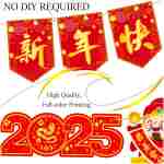 Happy Chinese New Year Banners Spring Festival Party Decorations Lunar New Year Banners Year of the Snake Hanging Decoration for 2025 Chinese New Year Party Supplies