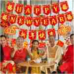 Happy Chinese New Year Banners Spring Festival Party Decorations Lunar New Year Banners Year of the Snake Hanging Decoration for 2025 Chinese New Year Party Supplies