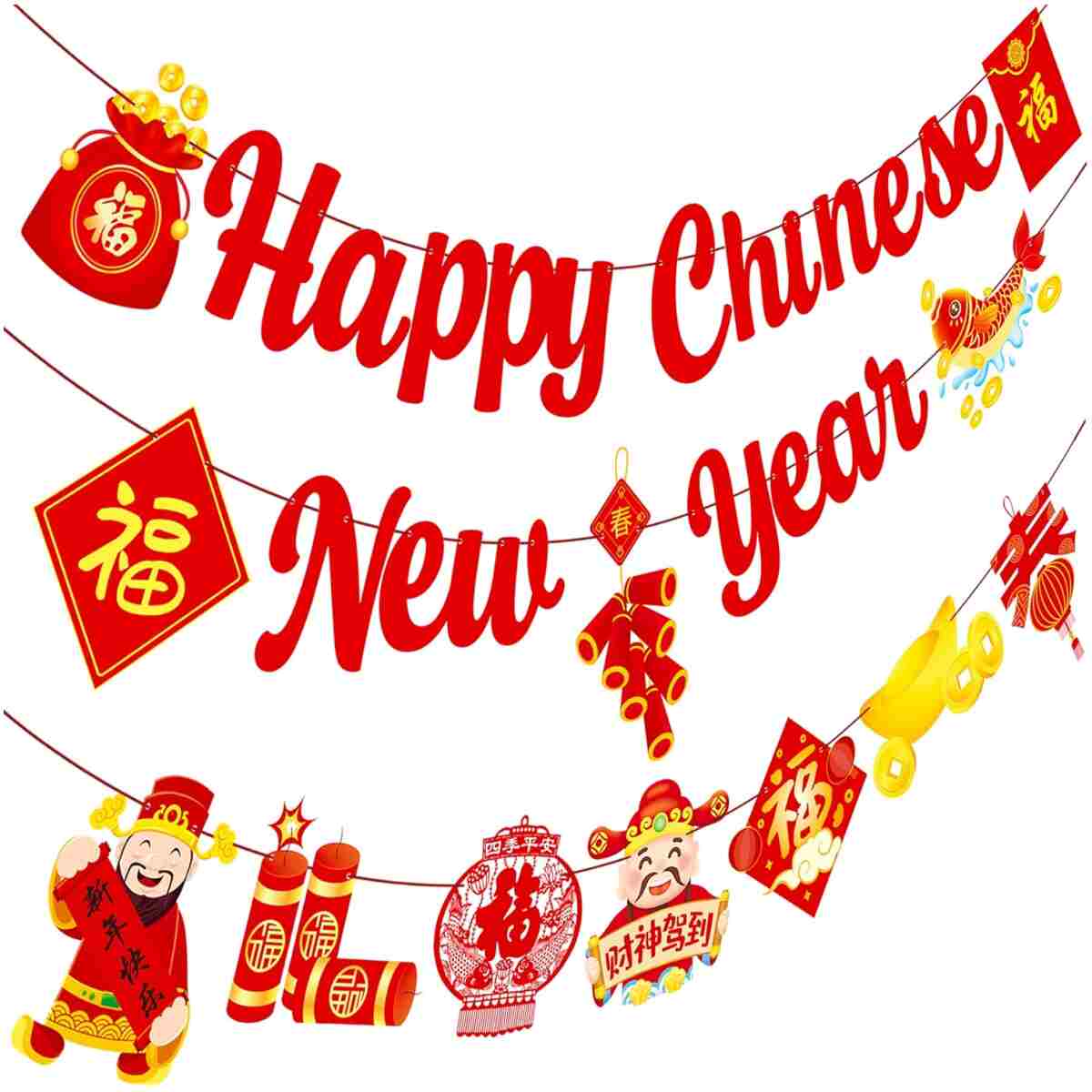 Happy Chinese New Year Party Banner 2025 Chinese New Year Decorations Lunar New Year Banner Spring Festival Lunar New Year Decor for 2025 Chinese New Year Party Banner Year of...