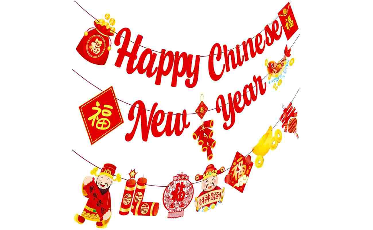 Happy Chinese New Year Party Banner 2025 Chinese New Year Decorations Lunar New Year Banner Spring Festival Lunar New Year Decor for 2025 Chinese New Year Party Banner Year of...