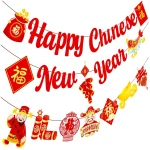 Happy Chinese New Year Party Banner 2025 Chinese New Year Decorations Lunar New Year Banner Spring Festival Lunar New Year Decor for 2025 Chinese New Year Party Banner Year of...